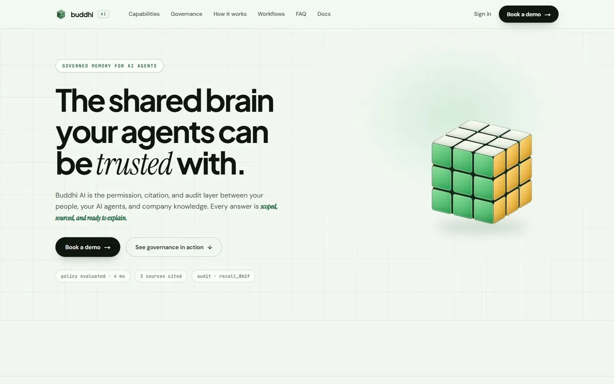 Home page of Buddhi AI on a laptop