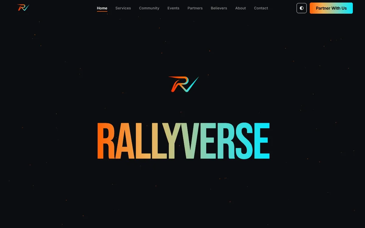 Home page of RallyVerse on a laptop